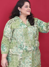 Stylish kurti set for curvy women in green
